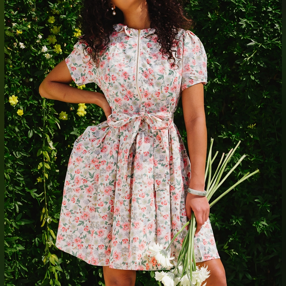 Ivy City Co Chelsea Dress in Cream Floral (Liberty Fabric 100% Cotton)